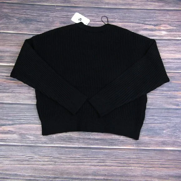 Elodie NEW Small Black Crewneck Sweater Knit Ribbed Comfy Winter Soft - Picture 8 of 8